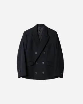 HEAVY WOOL GABARDINE DOUBLE BREASTED JACKET .10【BLACK】