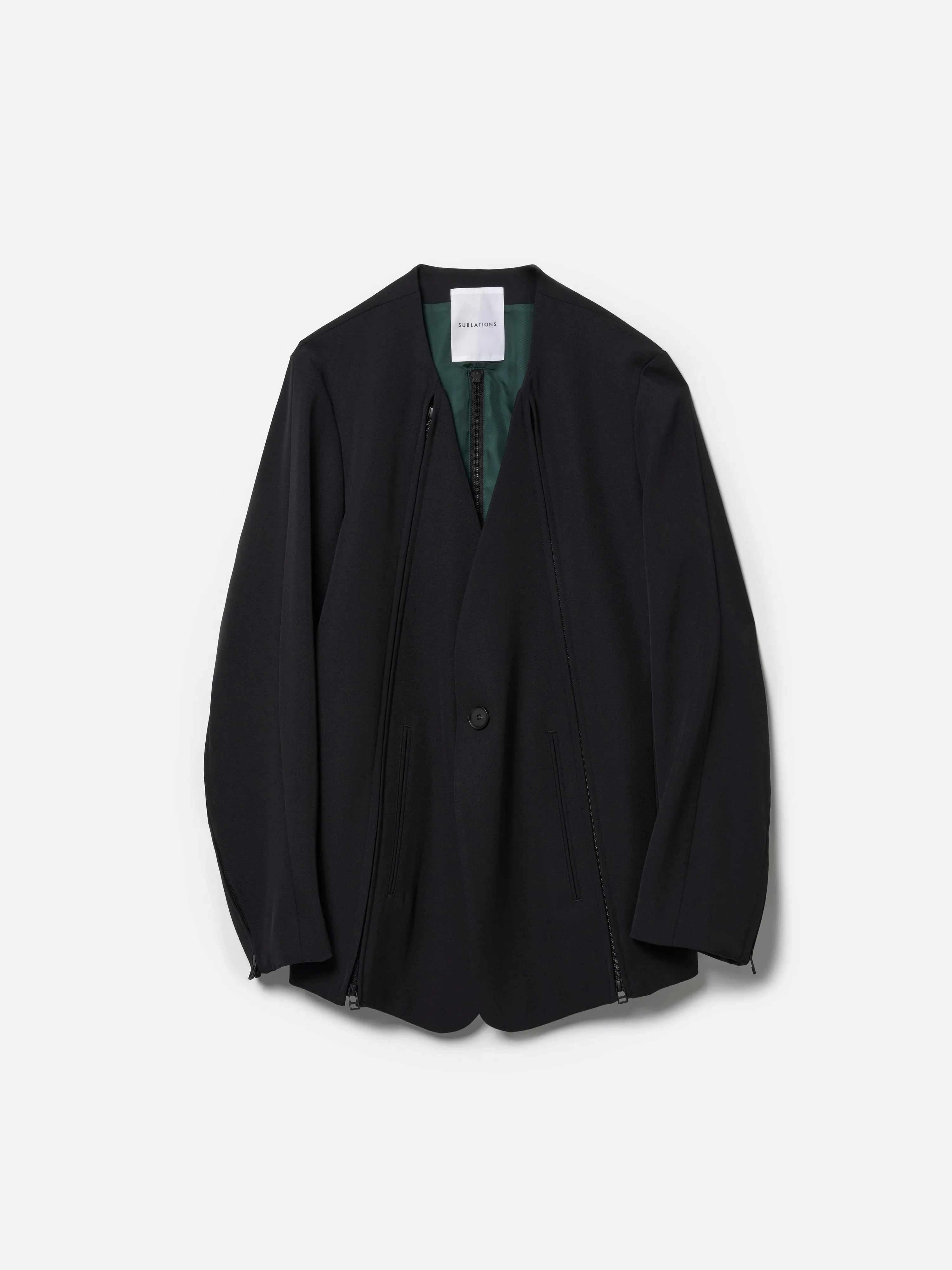 HEAVY WOOL NO COLLAR PRISONER JACKET .12【BLACK】