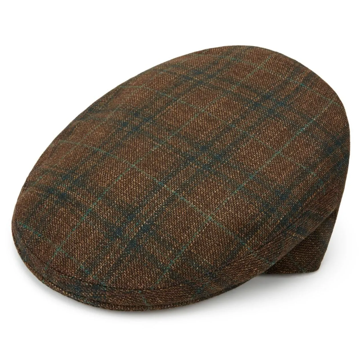 Heydon Brown and Green Check Flat Cap