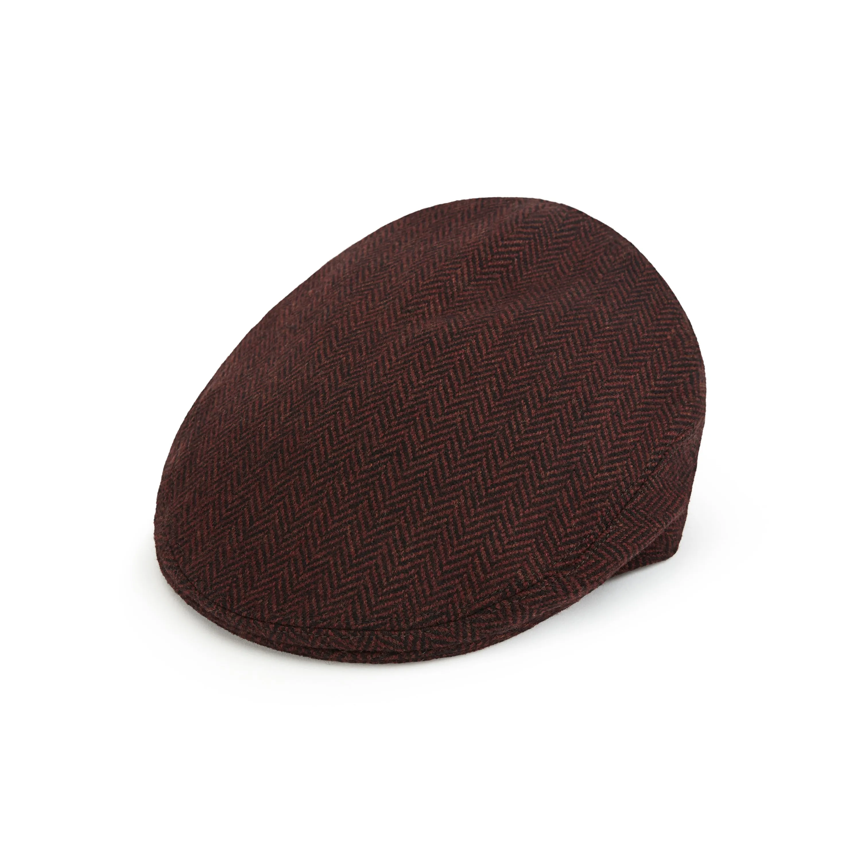 Heydon Burgundy Herringbone Flat Cap