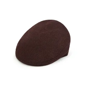Heydon Burgundy Herringbone Flat Cap