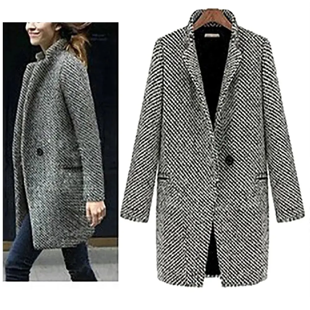 HOT!! Autumn Winter Women Coat Slim Fits Cardigan Warm Thicken Woolen Midi Coat Warm Woolen Coat Women Long Coat Winter