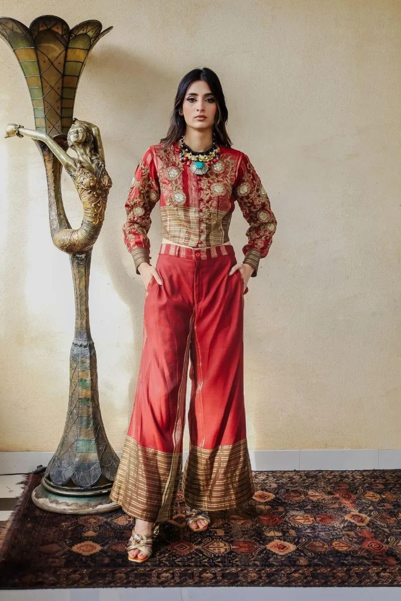 Huma Adnan - Zefrino - Cotton - Maroon - 2 Piece