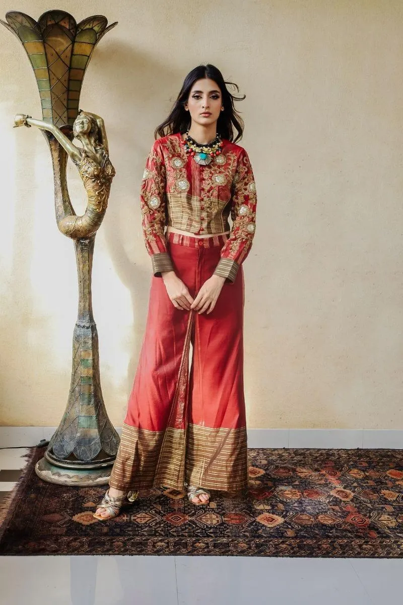 Huma Adnan - Zefrino - Cotton - Maroon - 2 Piece