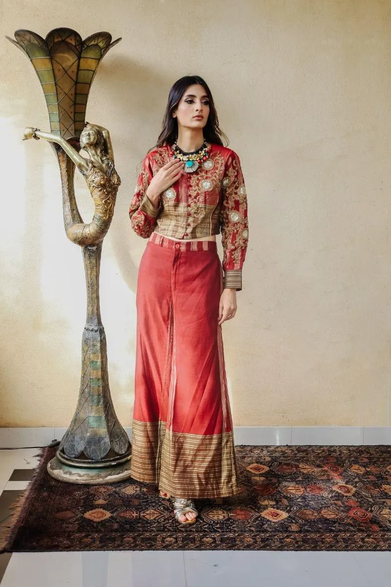 Huma Adnan - Zefrino - Cotton - Maroon - 2 Piece