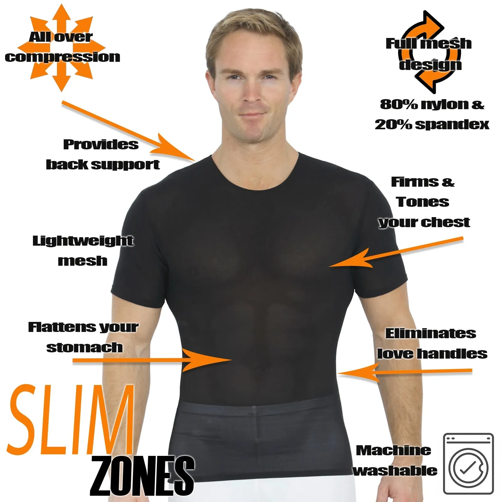 Insta Slim Power Mesh Compression Crew Neck 180TS0001 by InstantFigure - InstaSlim - InstantRecoveryMD