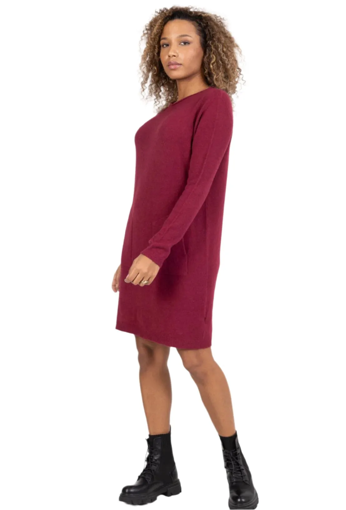 Italian Sweater Dress With Round Neck One Size