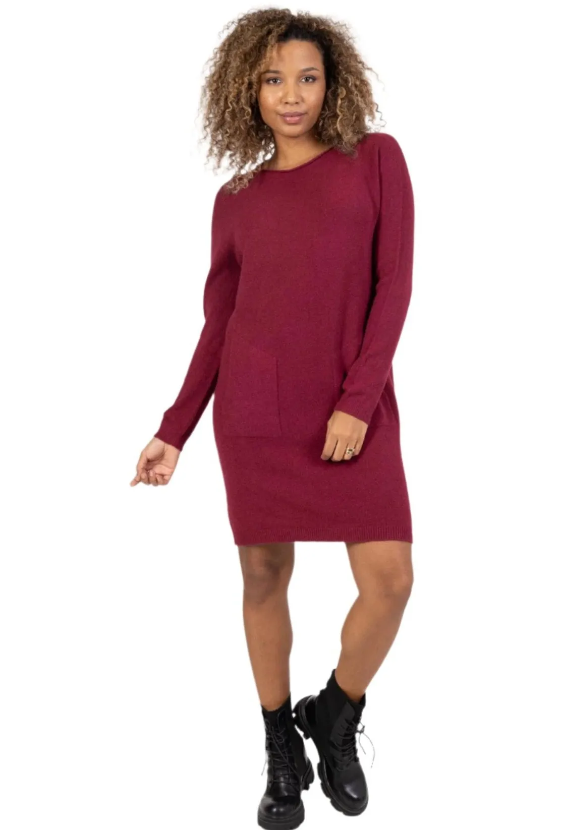 Italian Sweater Dress With Round Neck One Size