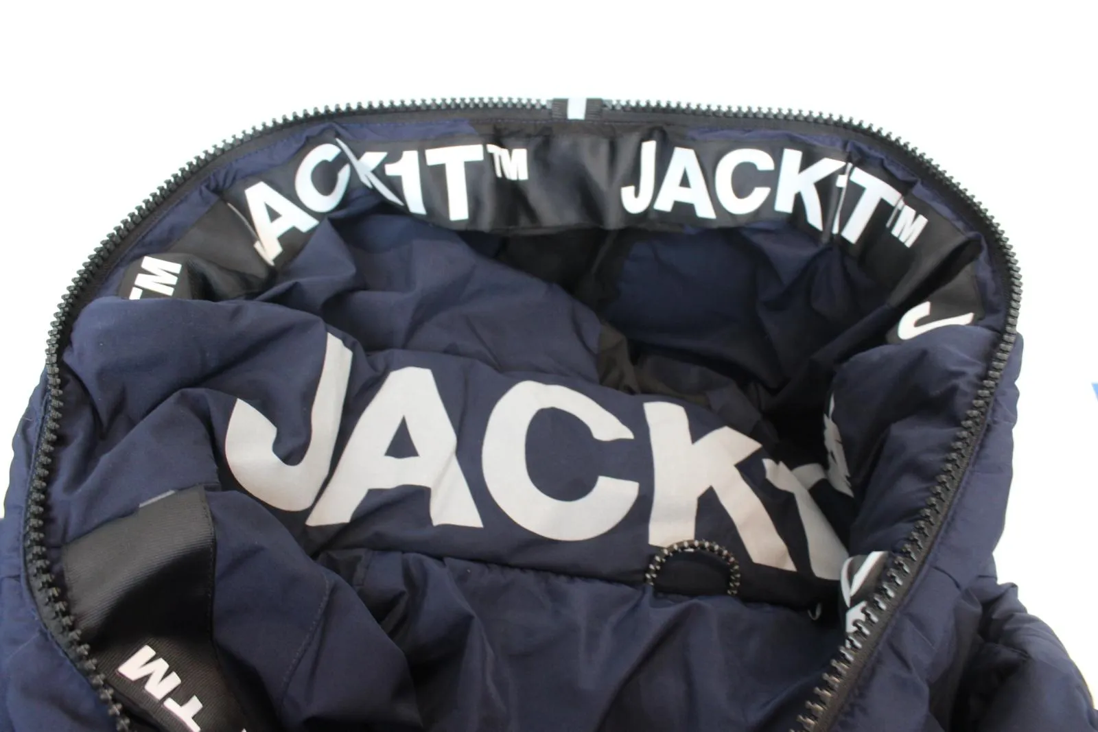 JACK1TMen's Navy Blue MTN Hooded Full Zip Outerwear Quilted Puffer Jacket L
