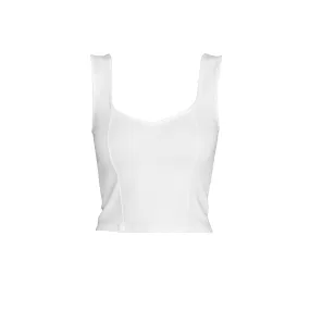 Josie Organic Cotton Sweetheart Tank - White