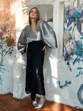 Joy, silver pleated vintage dress