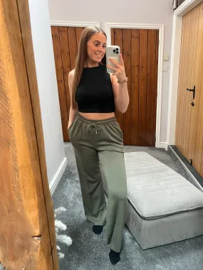 Khaki wide leg joggers