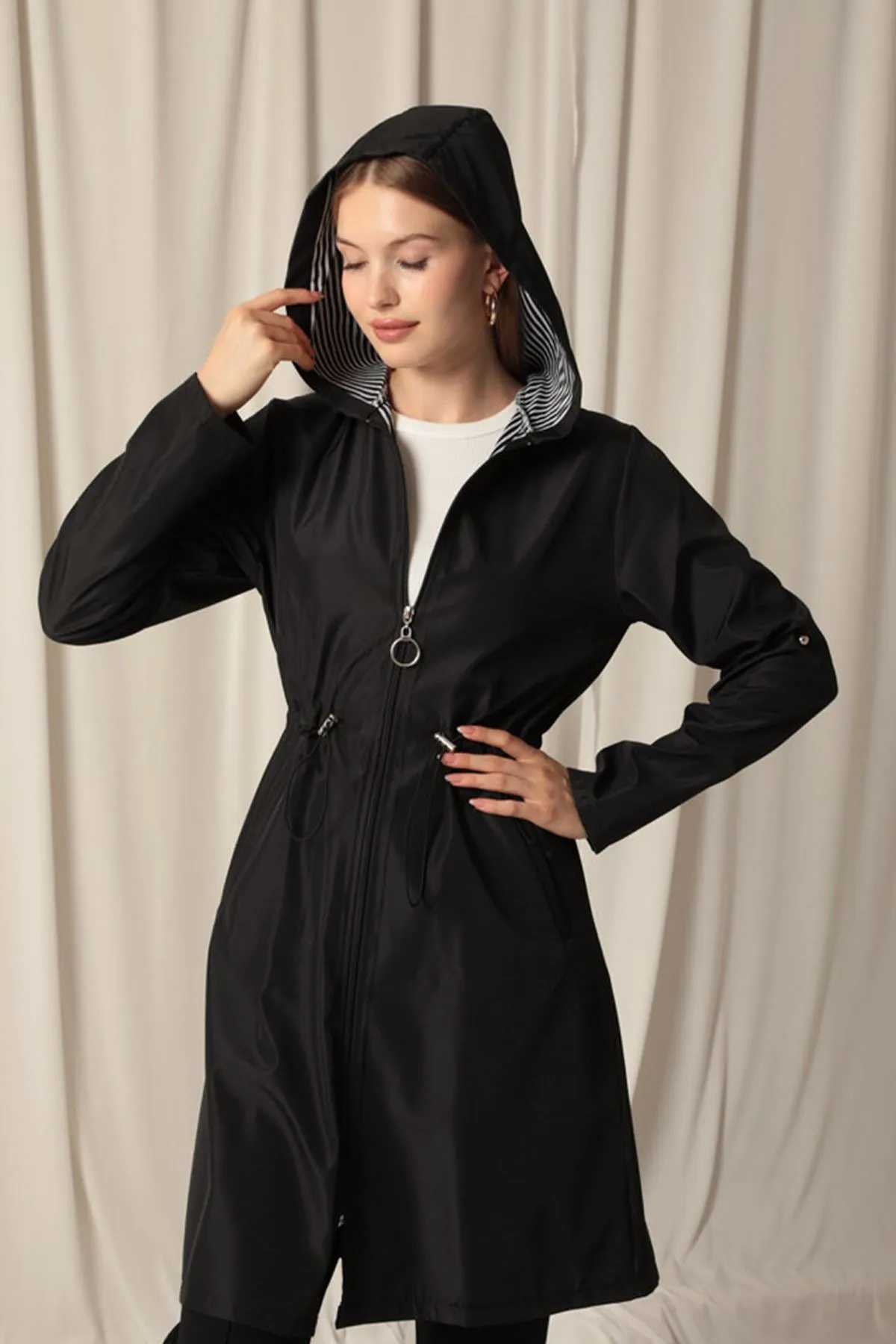 KKT Bondig Fabric Waterproof Women's Black Trench Coat - Chorley