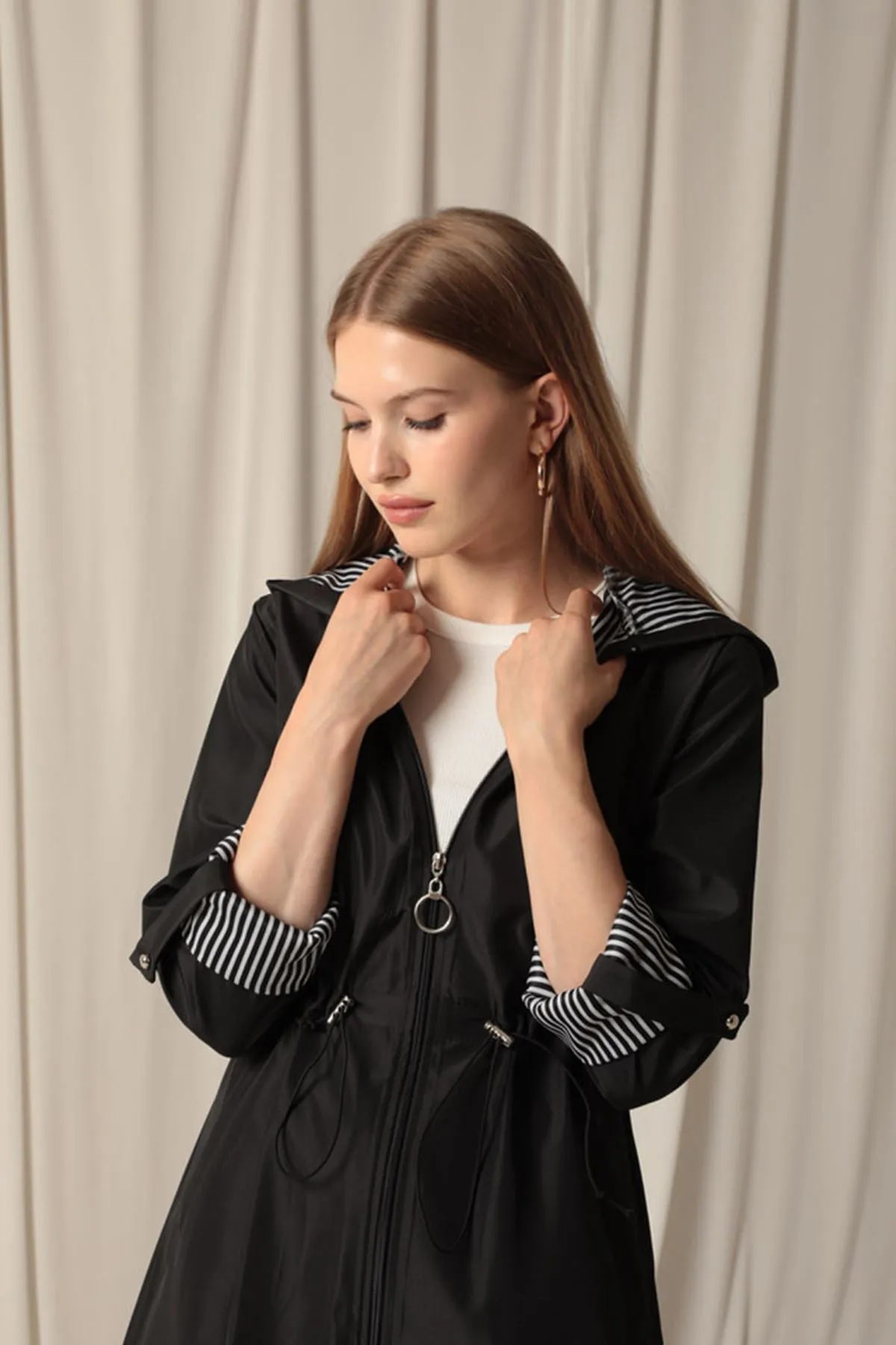 KKT Bondig Fabric Waterproof Women's Black Trench Coat - Chorley