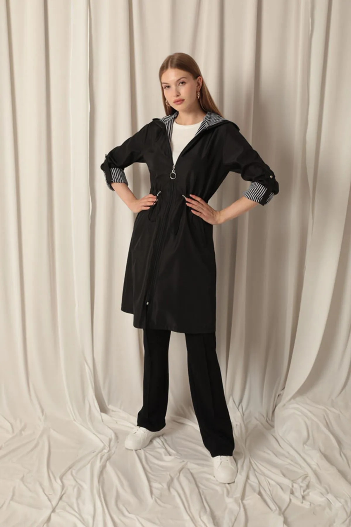 KKT Bondig Fabric Waterproof Women's Black Trench Coat - Chorley