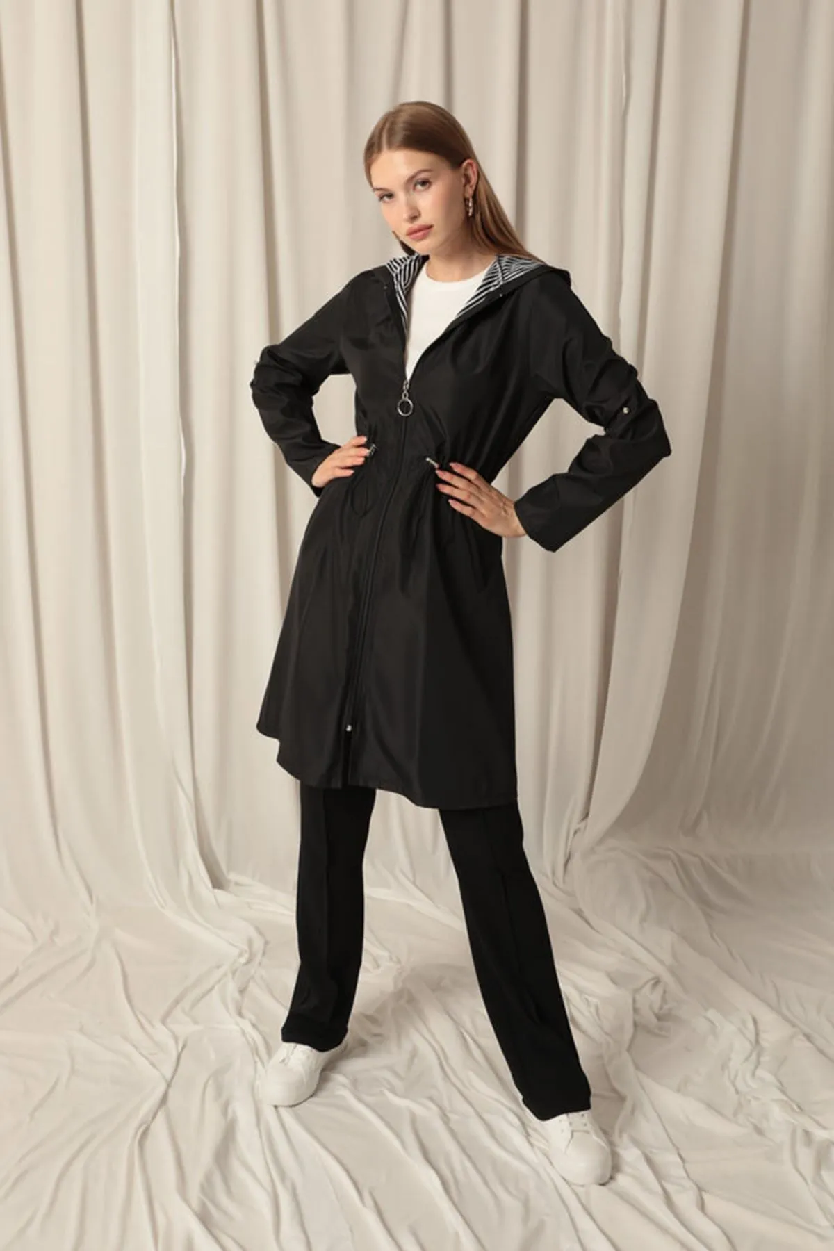 KKT Bondig Fabric Waterproof Women's Black Trench Coat - Chorley