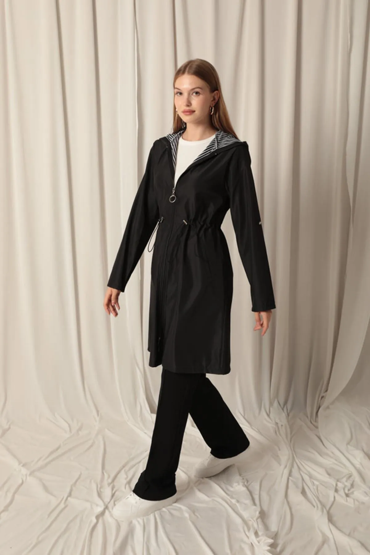 KKT Bondig Fabric Waterproof Women's Black Trench Coat - Chorley