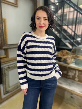 Kylie Navy & Ivory Striped Sweater