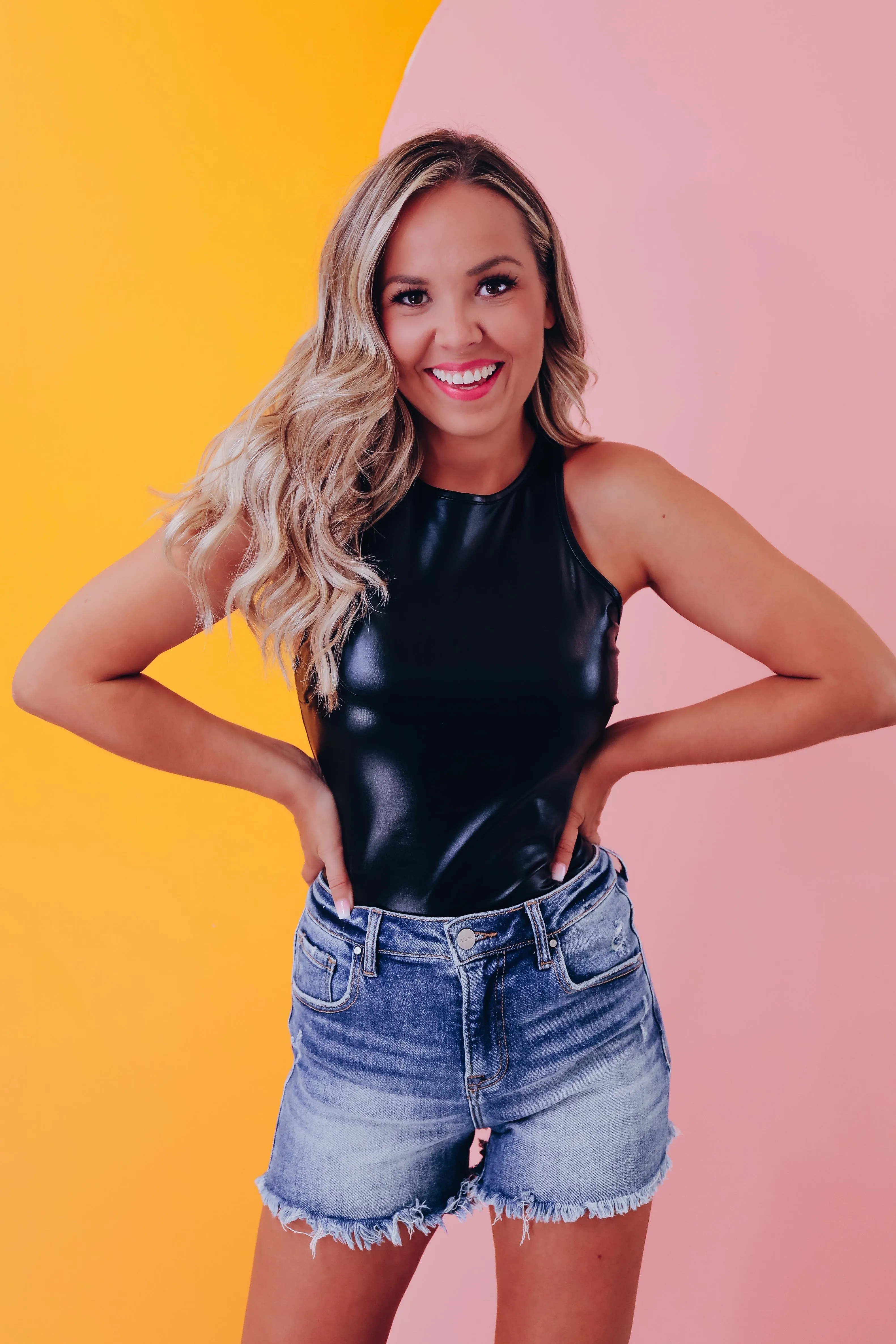 Laylani Sleeveless Lamé Bodysuit - Black