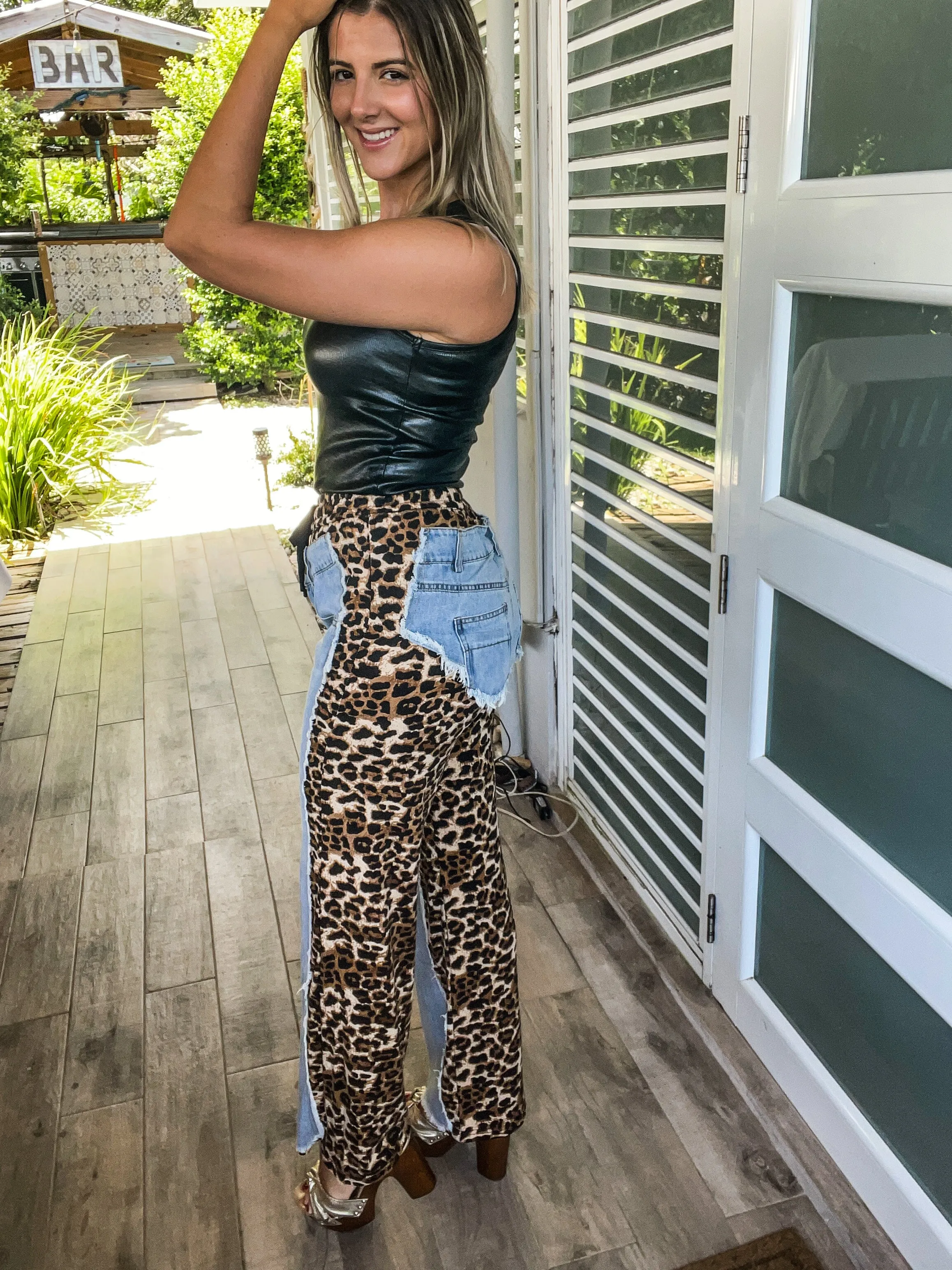 LEOPARD DENIM PANTS