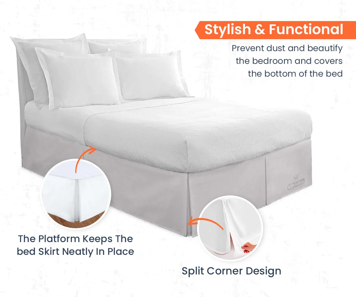 LIGHT GREY PLEATED BED SKIRT