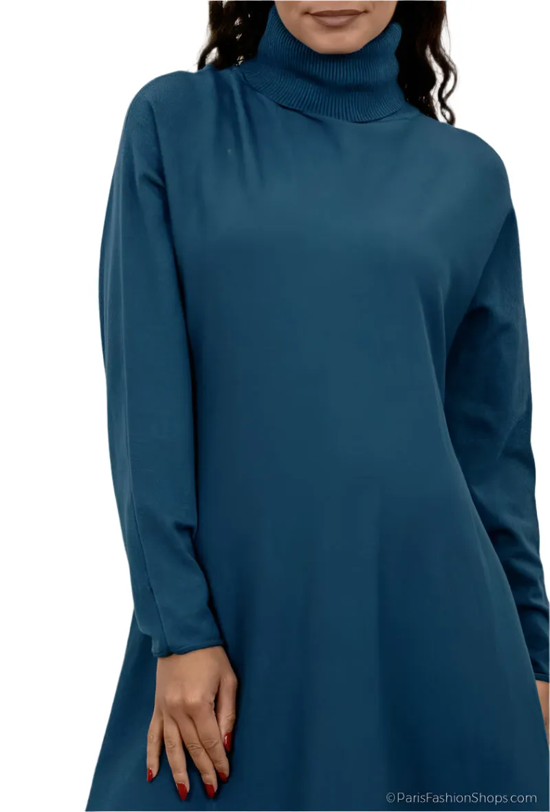 Made In Italy Deep Roll Neck Sweater Dress One Size