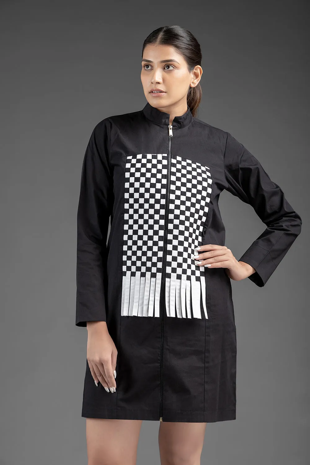 Matted Jacket Dress - Black
