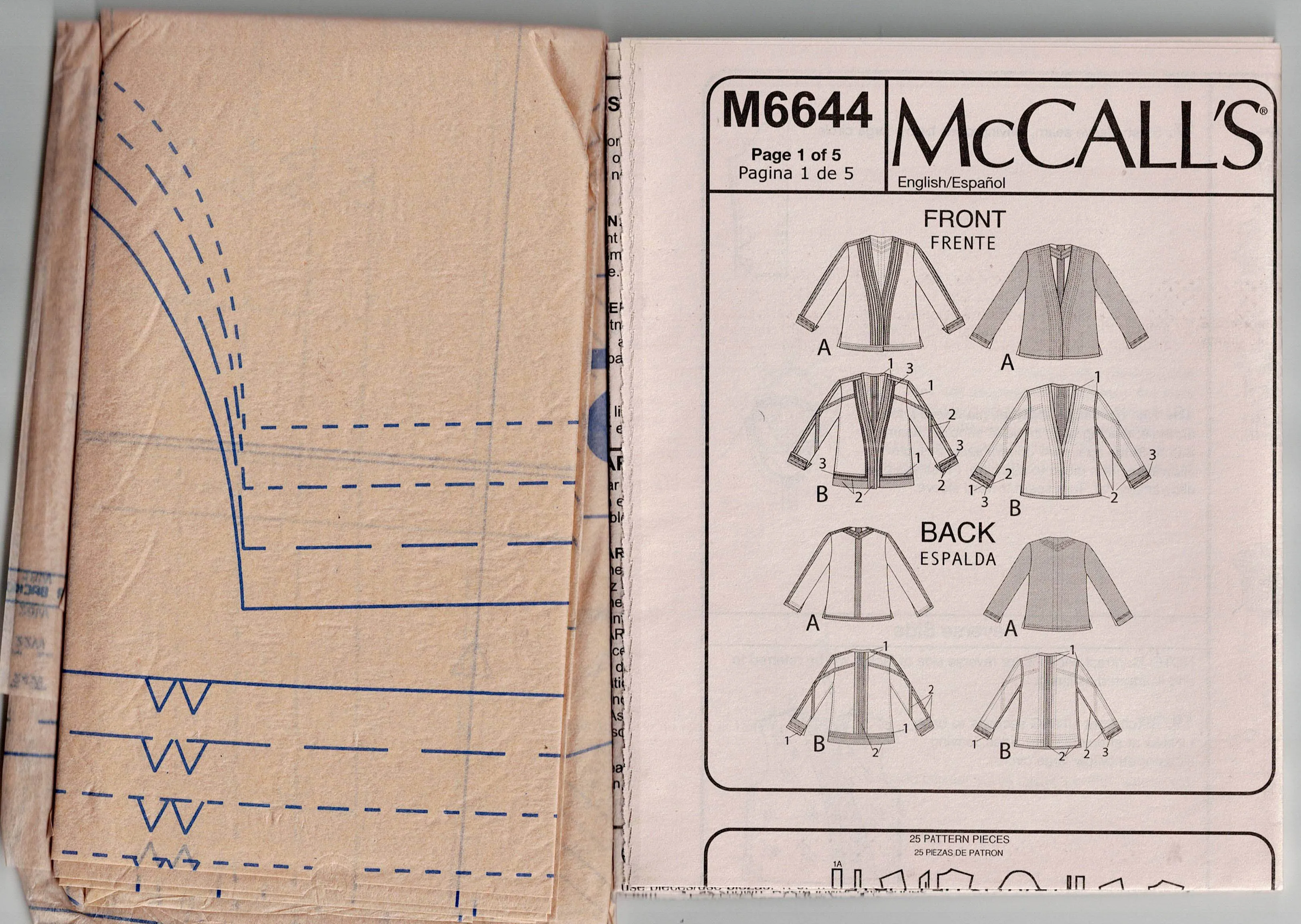 McCall's M6644 Womens Reversible Quilted Jackets Out Of Print Sewing Pattern Size 18W - 24W UNCUT Factory Folded
