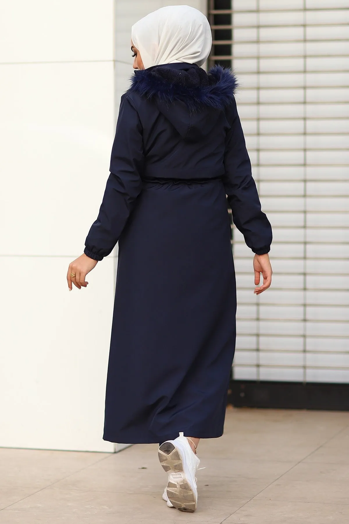 MDS Women Reverse Pocketed 2204 Long Coat - Navy - Walthamstow