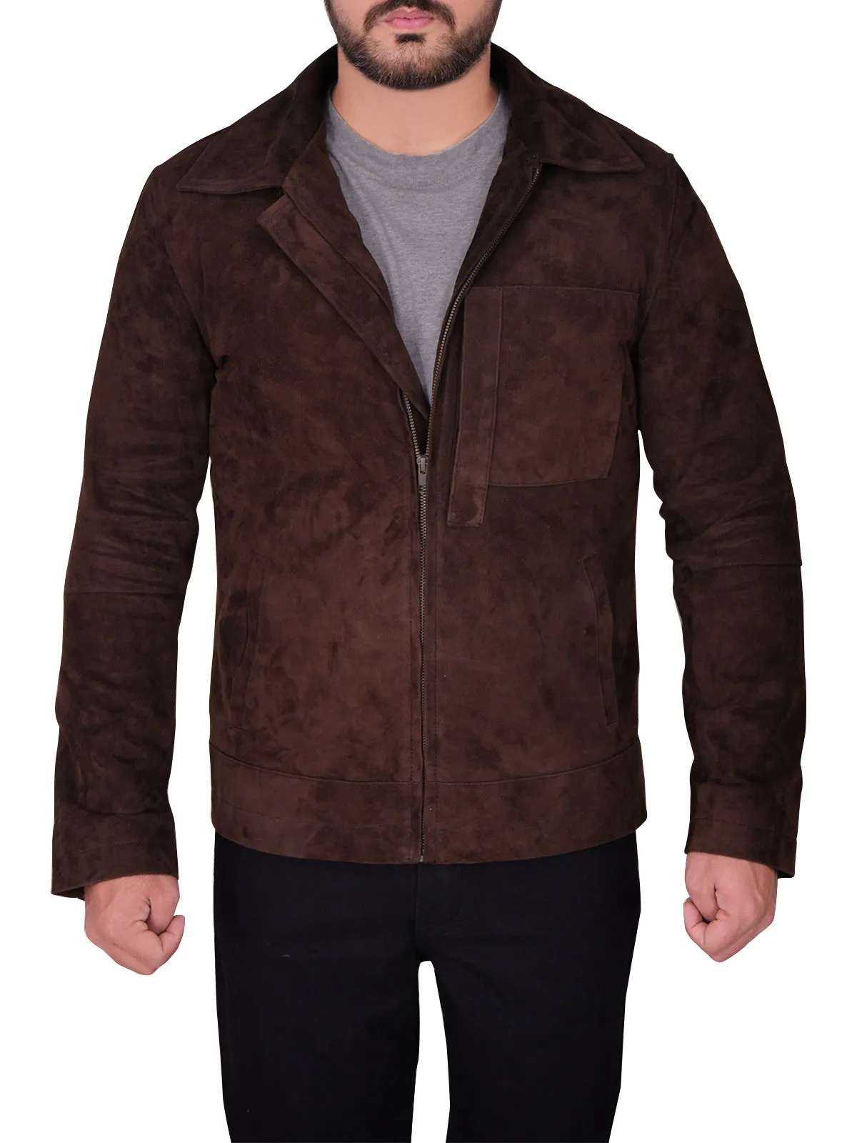 Men's Brown Suede Leather Jacket