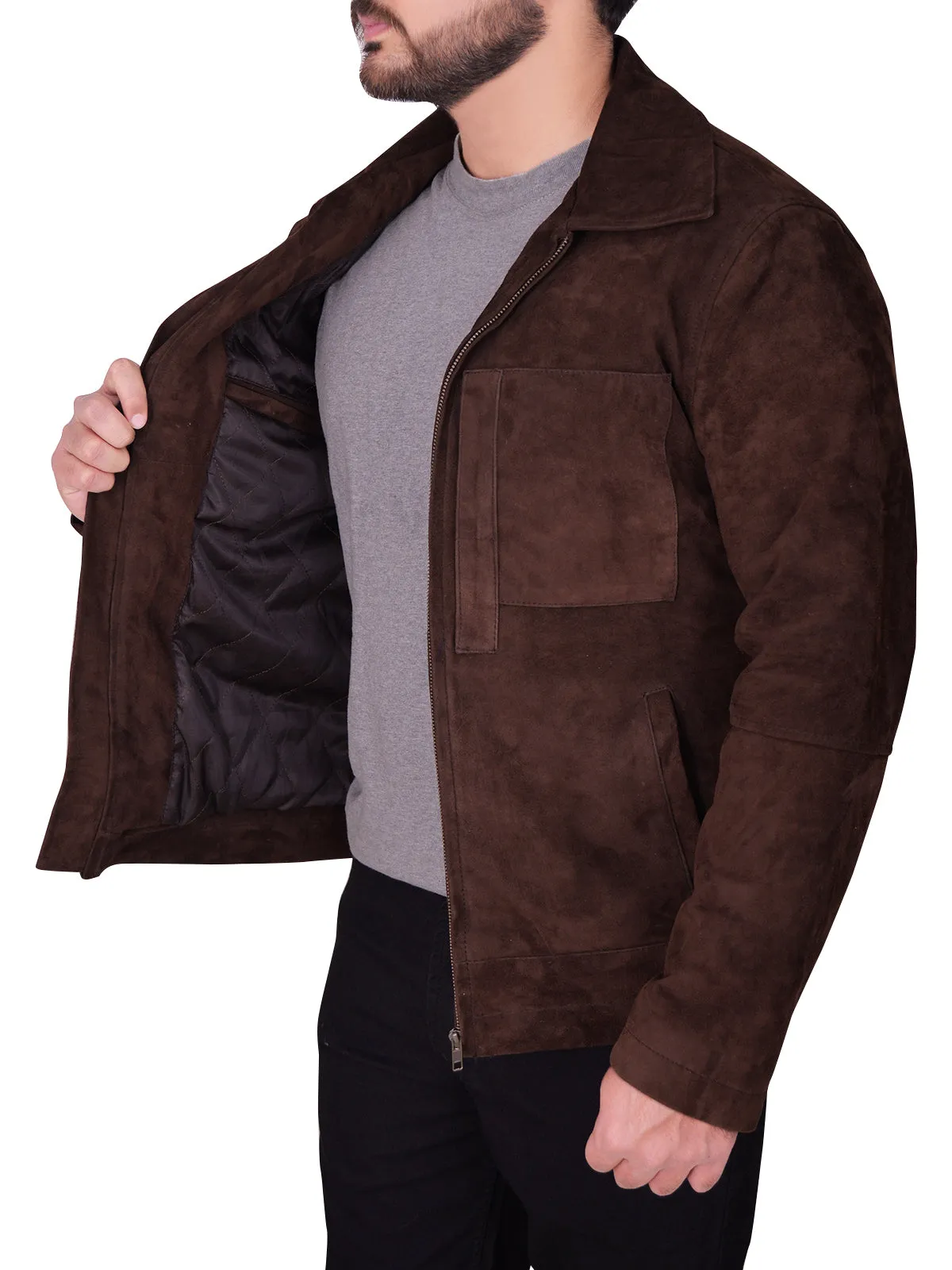 Men's Brown Suede Leather Jacket