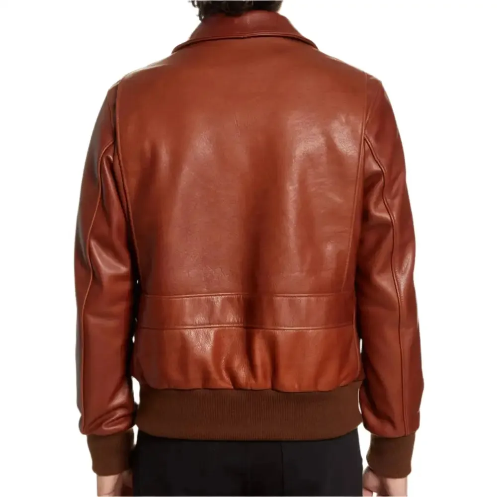 Men's Pebble Texture Leather Bomber Jacket Stylish & Durable
