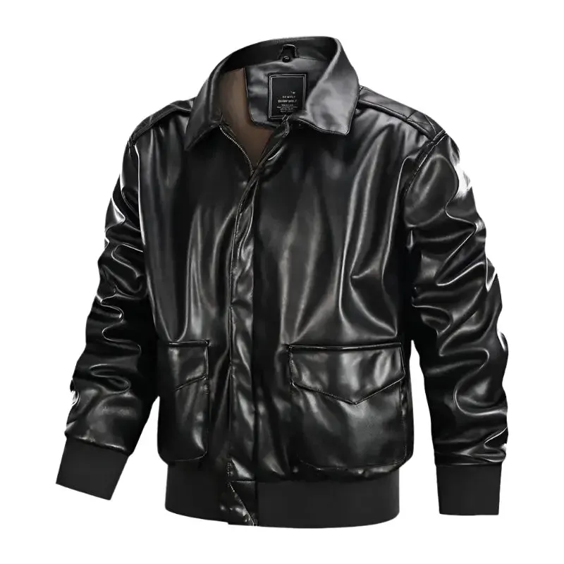 Men's Winter A2 Leather Aviator Jacket Retro US Air Force Bomber