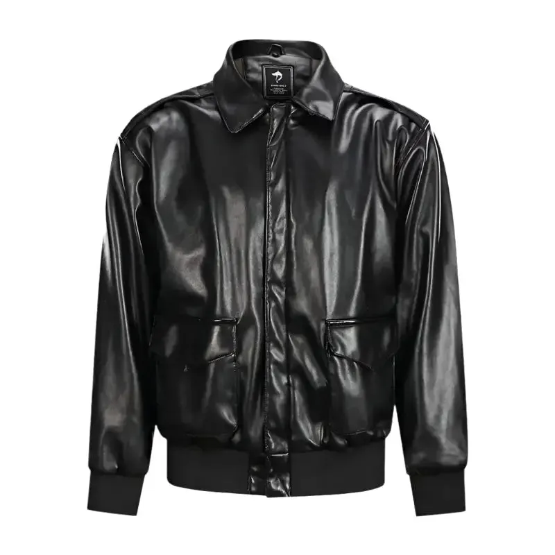 Men's Winter A2 Leather Aviator Jacket Retro US Air Force Bomber
