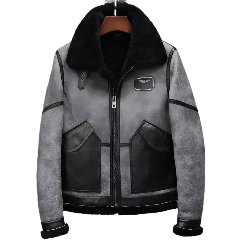 Modern Gray B3 Shearling Jacket – Sheepskin Winter Coat
