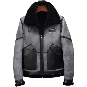 Modern Gray B3 Shearling Jacket – Sheepskin Winter Coat
