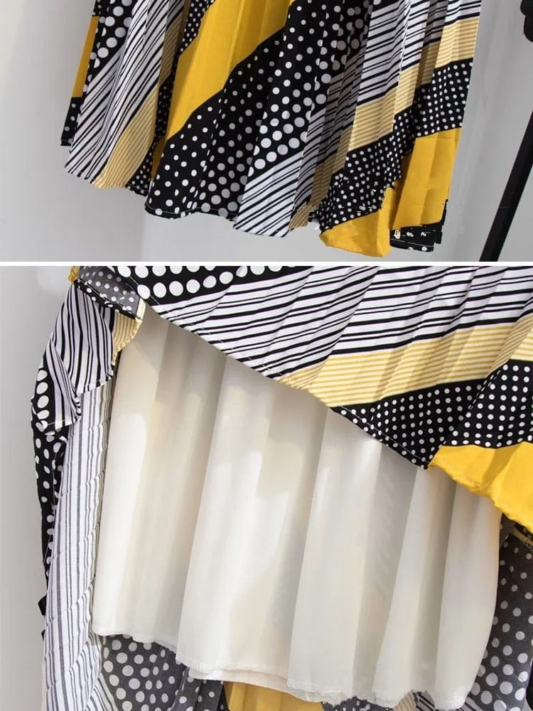 Multicolor Pleated Maxi Skirt