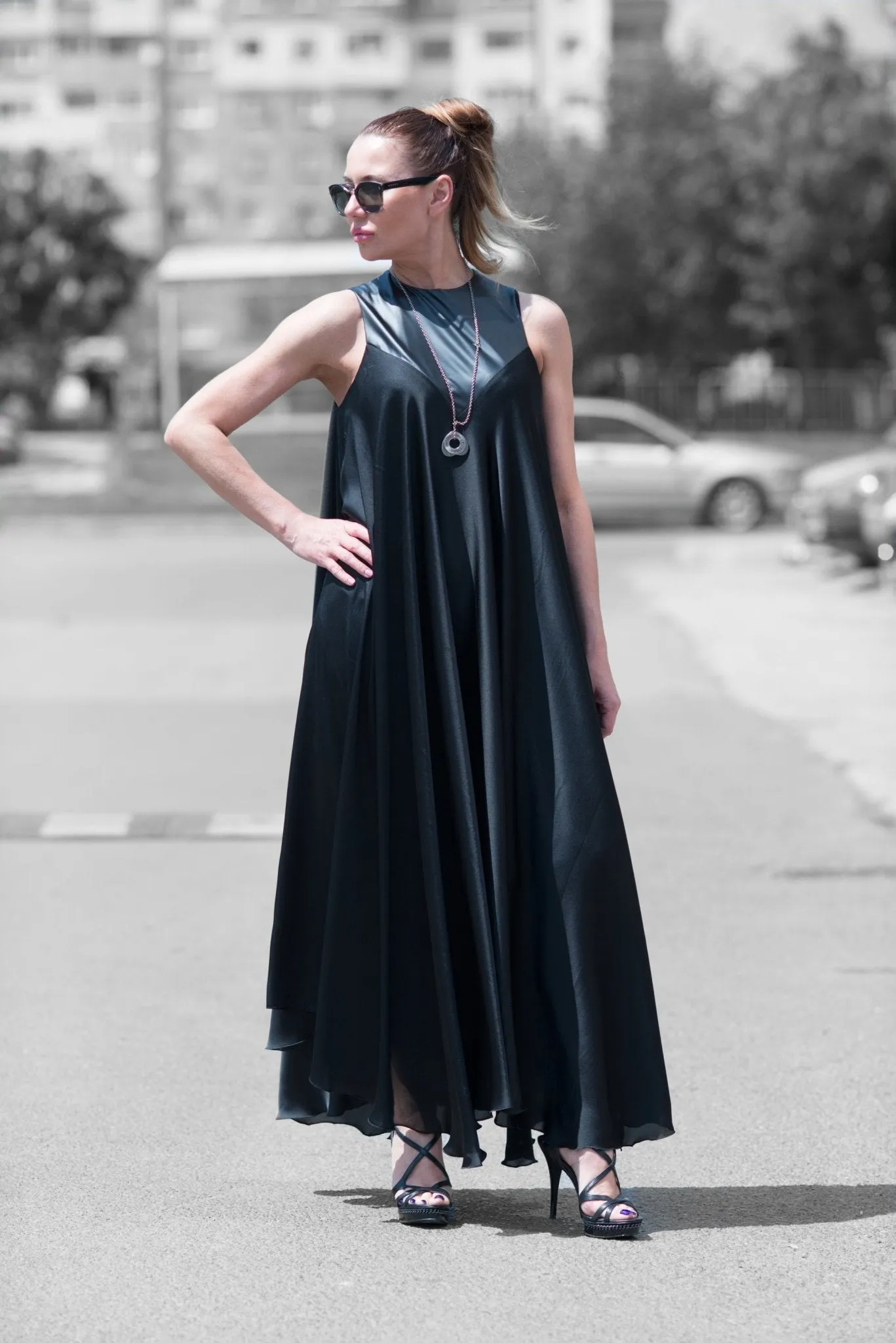 NADIA Summer Satin Evening Dress
