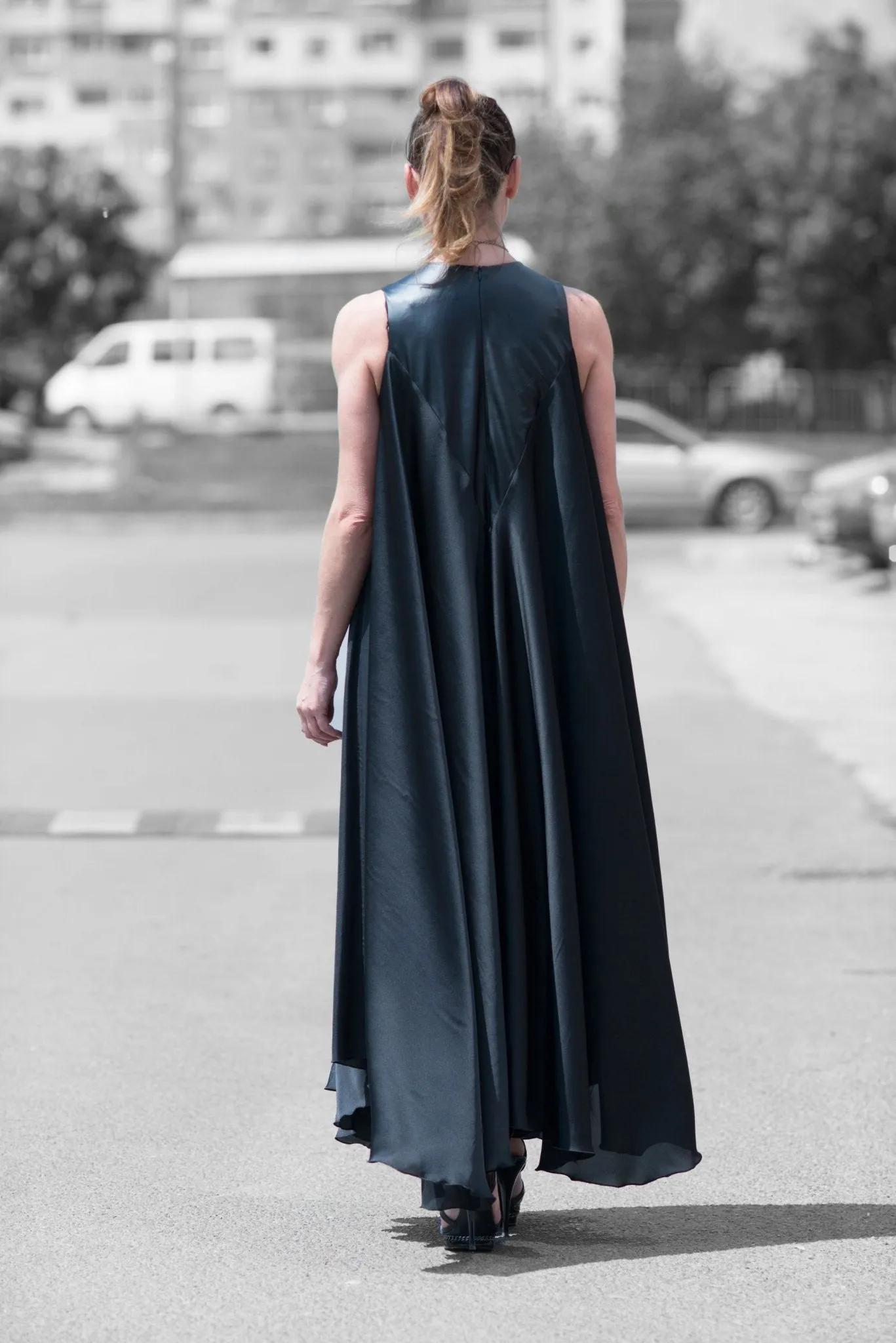 NADIA Summer Satin Evening Dress