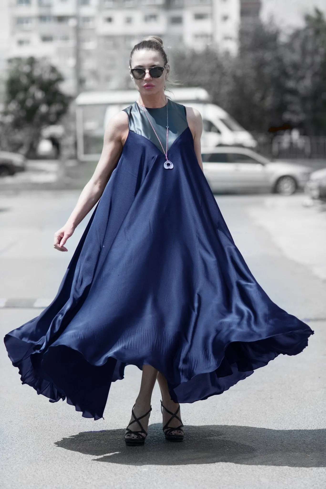 NADIA Summer Satin Evening Dress