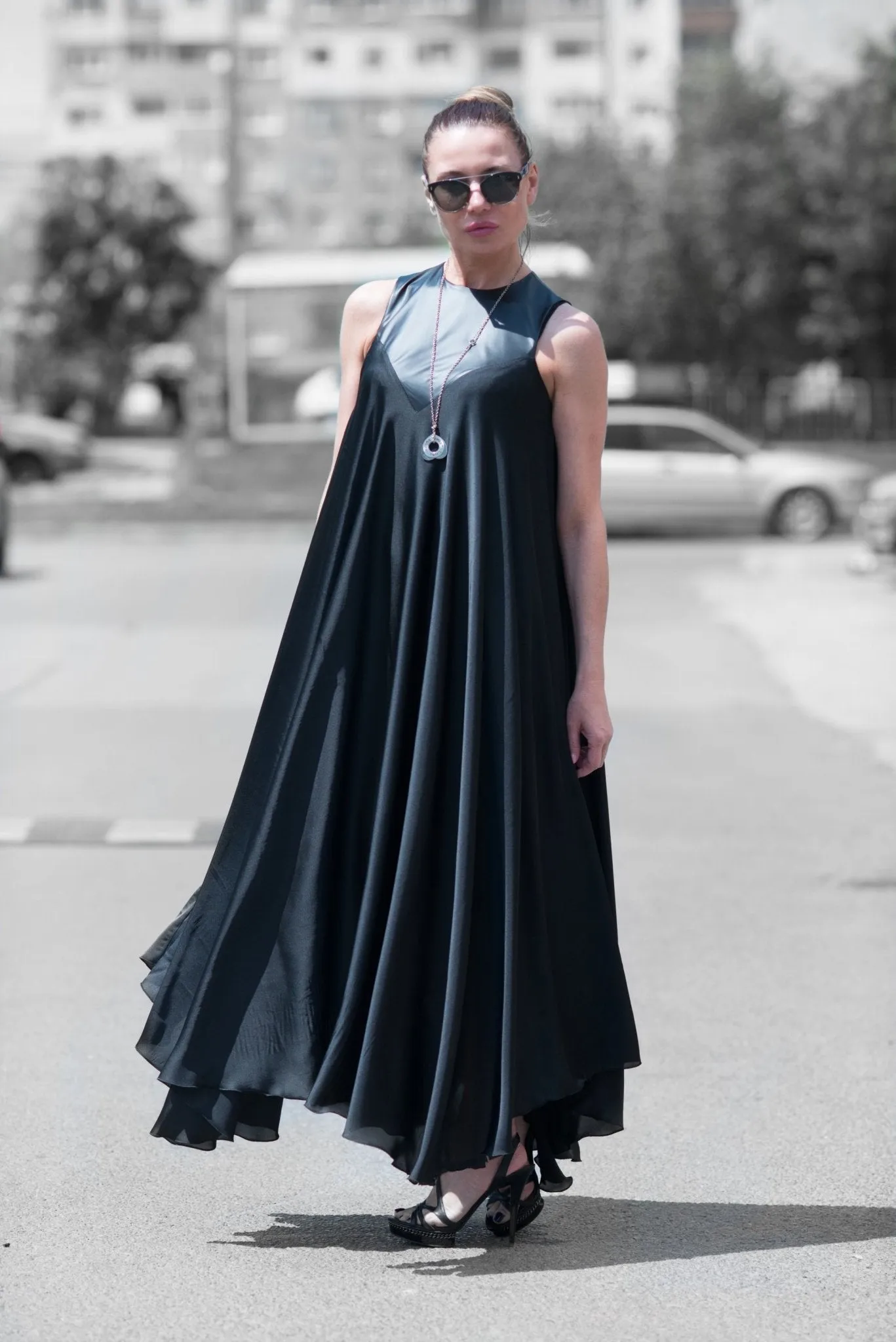 NADIA Summer Satin Evening Dress