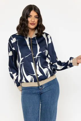 Navy Printed Bomber Jacket