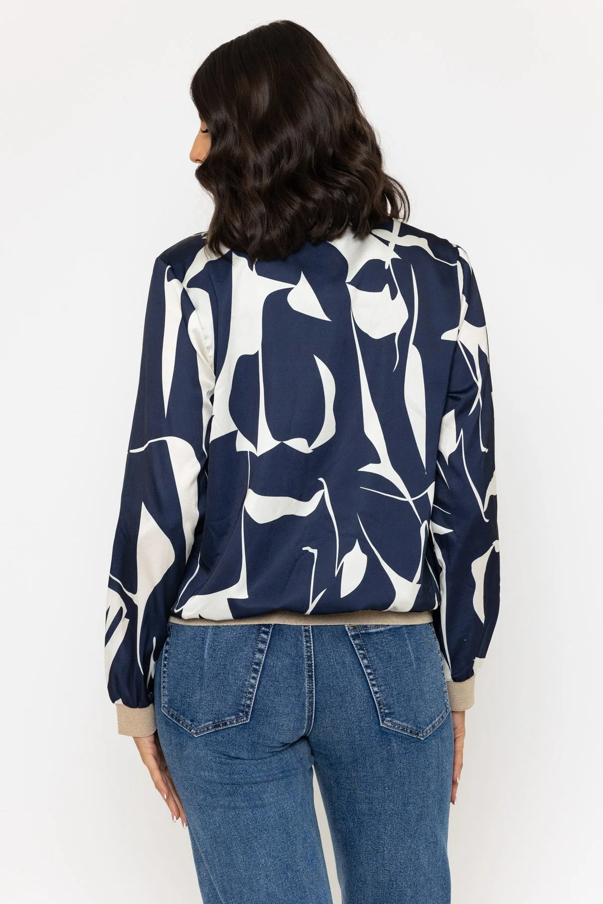 Navy Printed Bomber Jacket