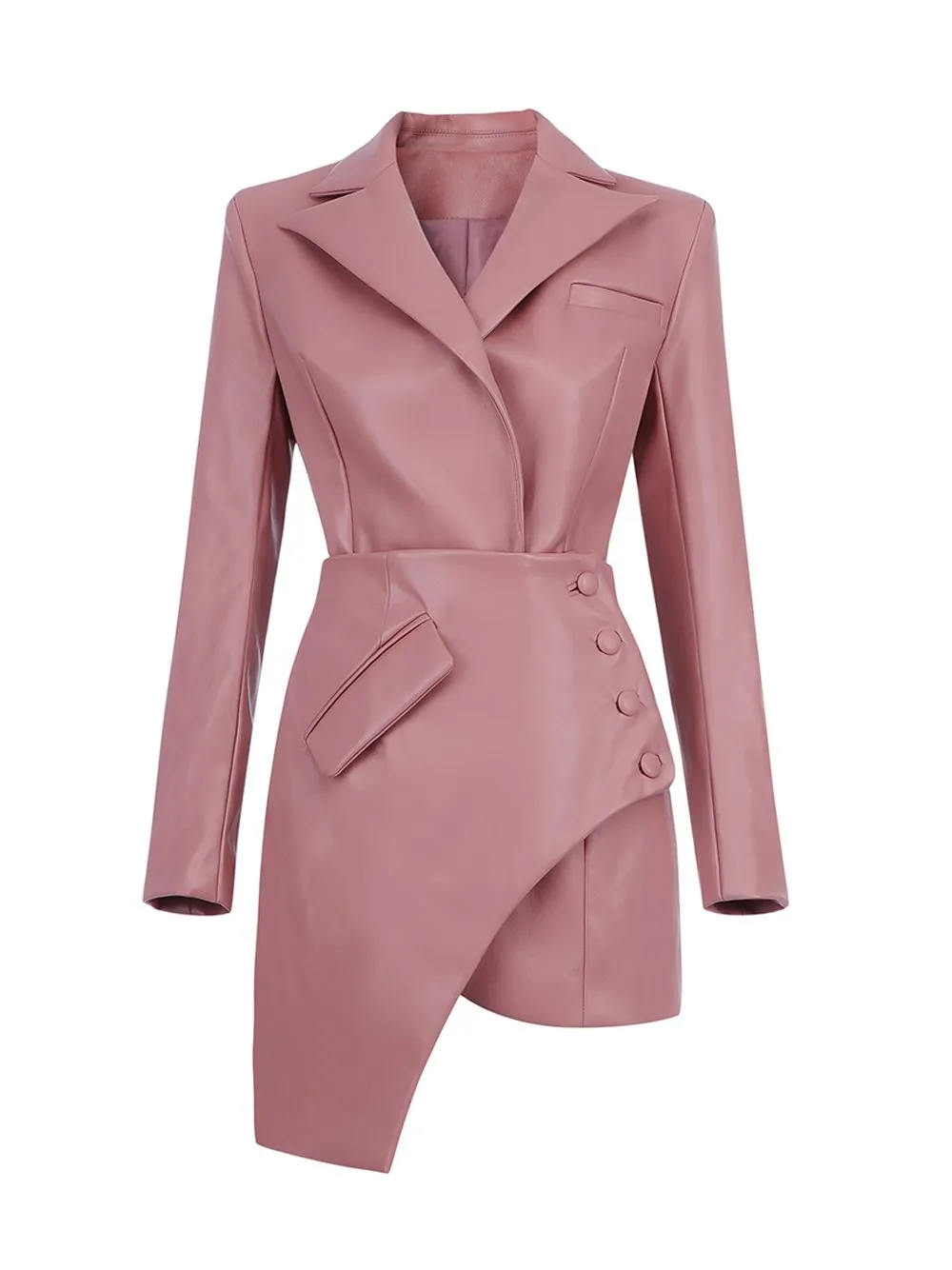 NOCHA Asymmetric Faux Leather Blazer Dress
