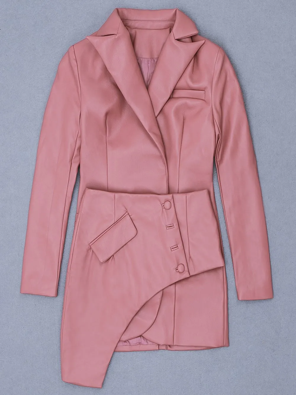NOCHA Asymmetric Faux Leather Blazer Dress
