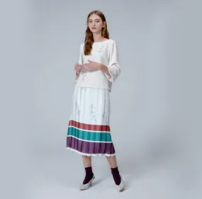 Off-White Printed Pleated Midi Skirt