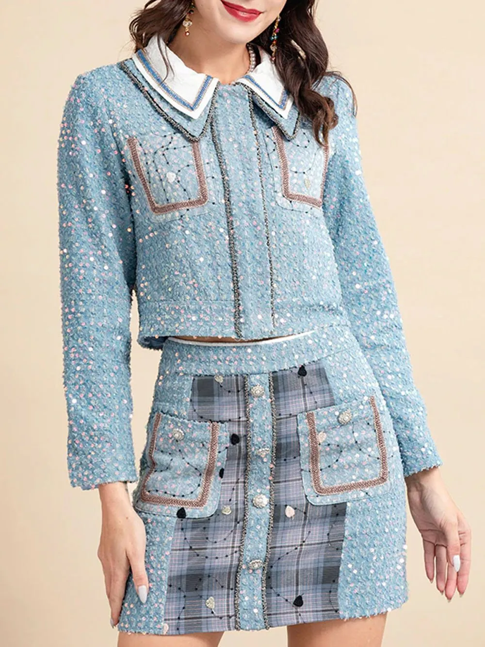 OLA Tweed Top & Skirt Set