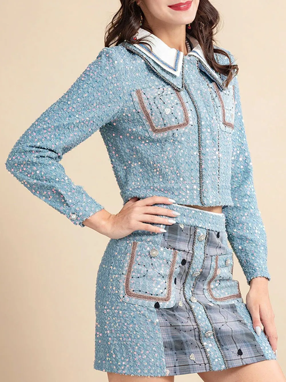 OLA Tweed Top & Skirt Set