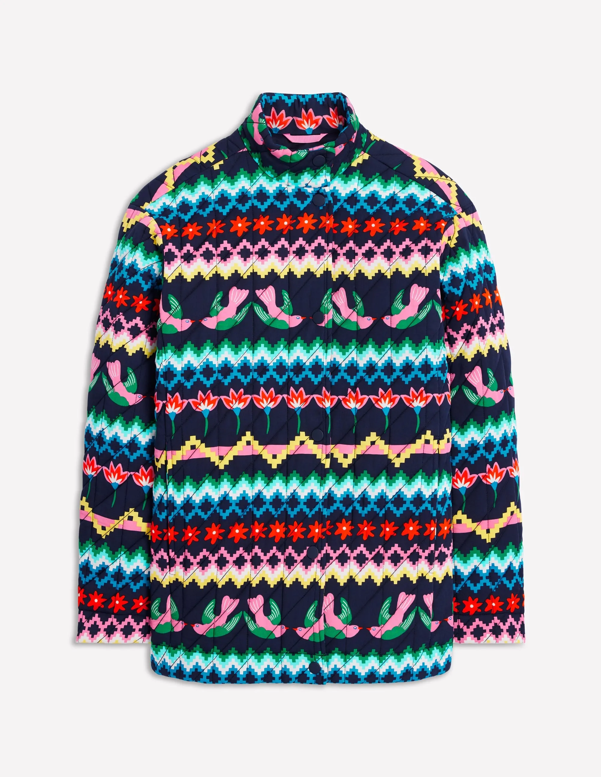 Oversized Quilted Jacket-French Navy, Decorative Garden
