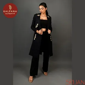 Parsi Gara Trench Coat Linen Black TOP